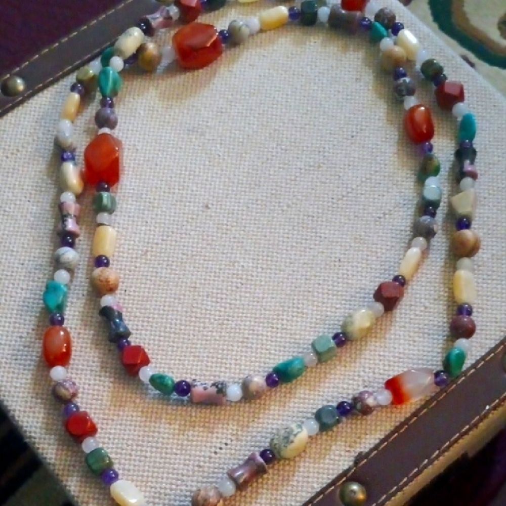 Glass Bead Necklace 24"